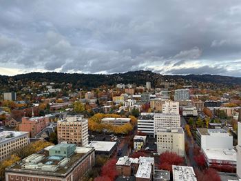 Stunning city views from many floors in every direction
